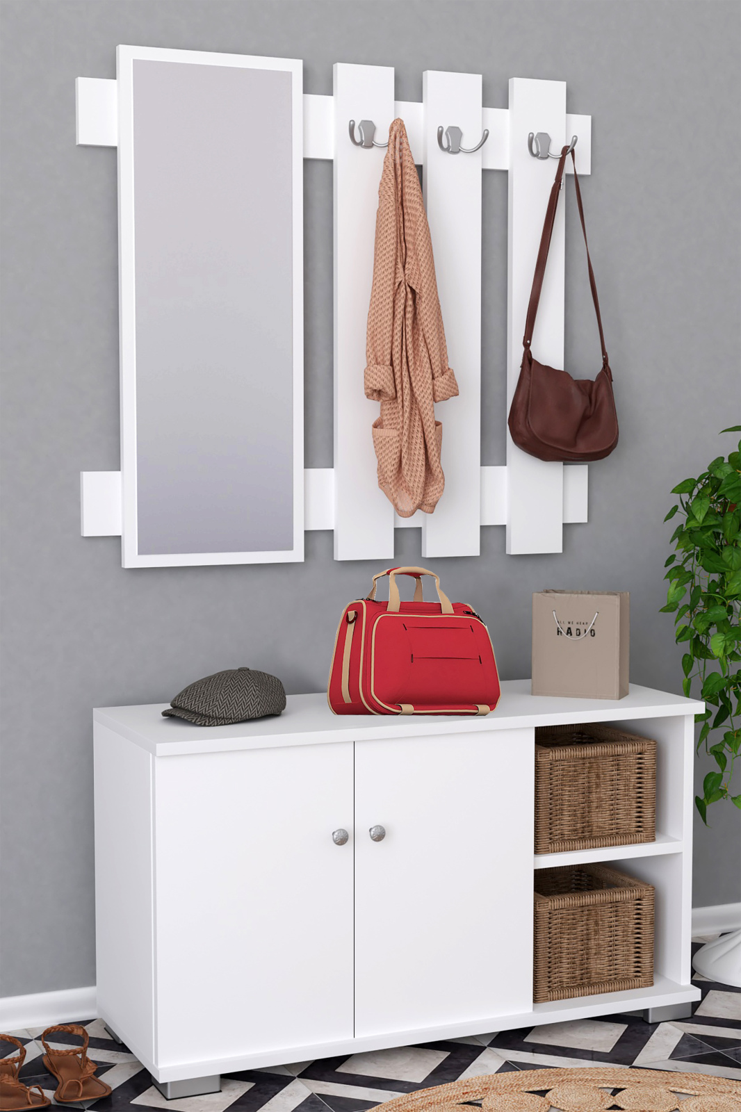 Garderoben-Set GADOS XL - weiß - 90 cm