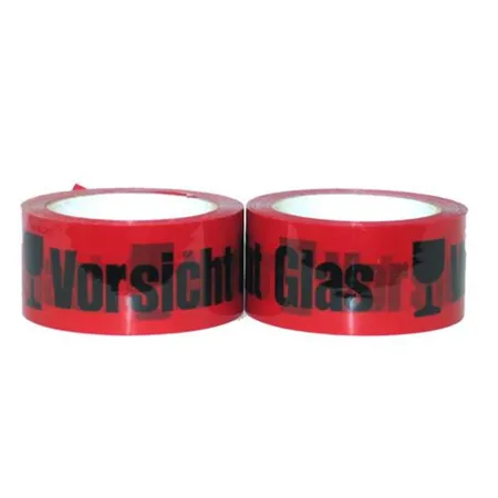 WBV Paketband PackbandWarnband Vorsicht Glas 66mx50mm leise abrollend 1Rolle