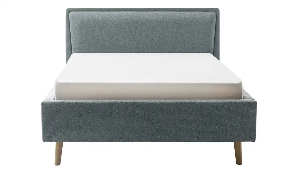 Polsterbett Blau 140 cm ohne Bettkasten Eiche
