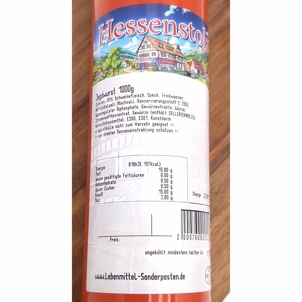 Hessenstolz Jagdwurst 1000g MHD:17.12.24