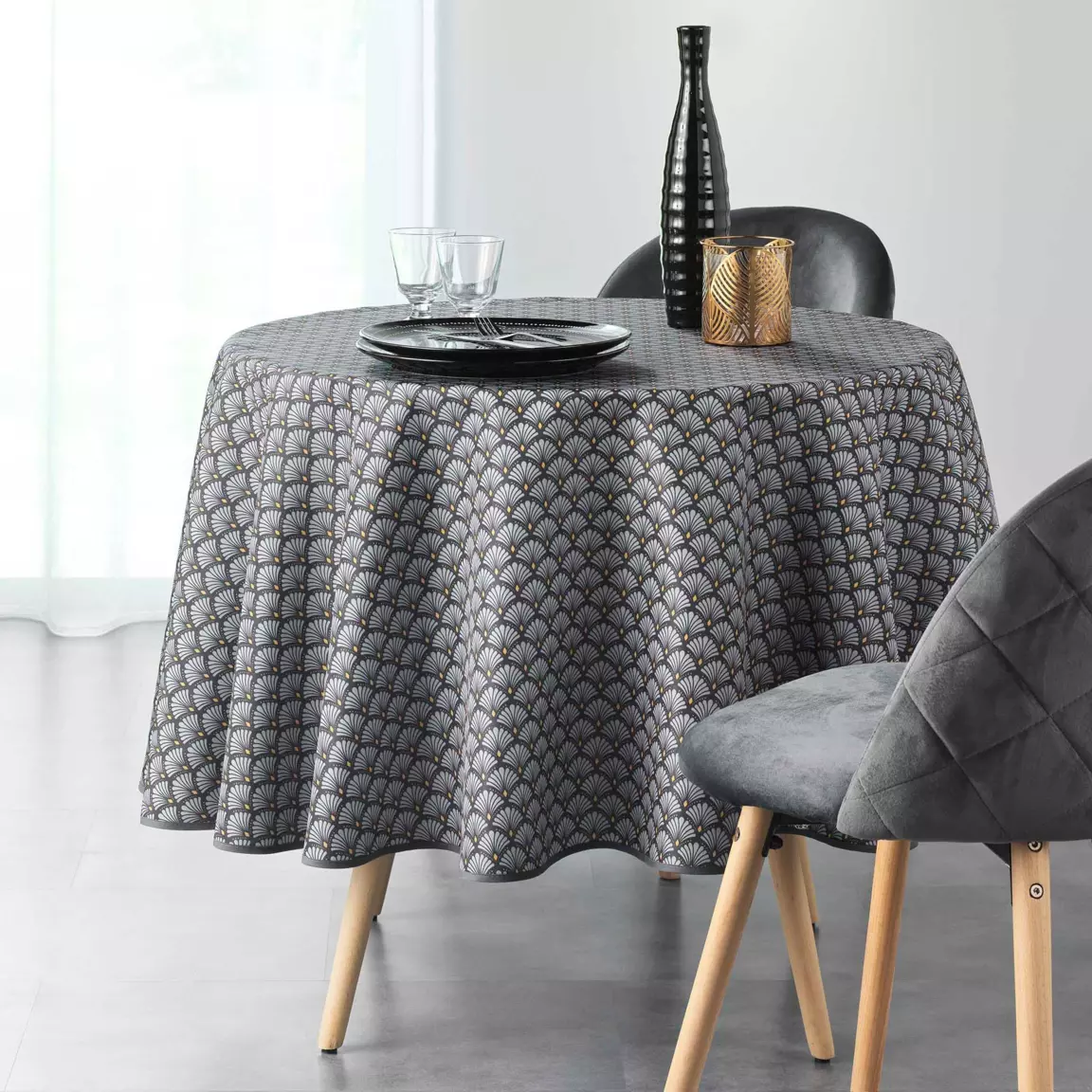 Nappe ronde anti tache (D180 cm) Artchic Gris anthracite