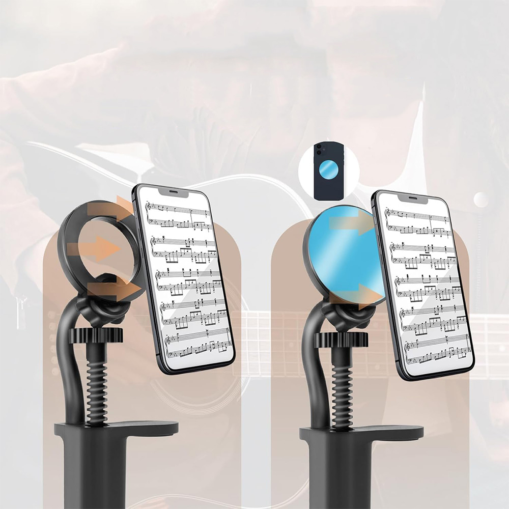 Universal MagSafe Gitarren Smartphone Halterung 360° Drehbarer Handy Clip für Gitarre / Bass / Ukulele - Schwarz