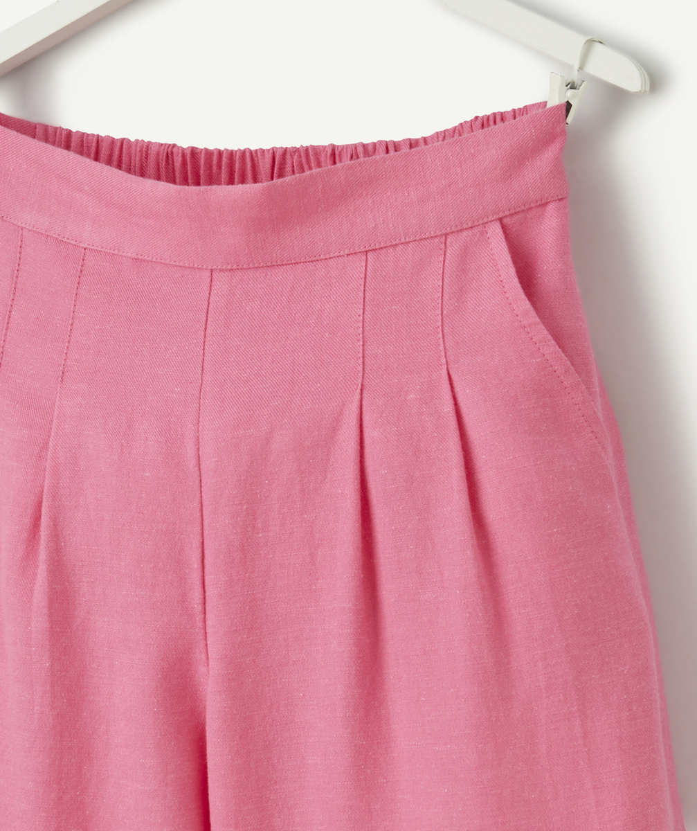 pantalon large fille en viscose responsable rose