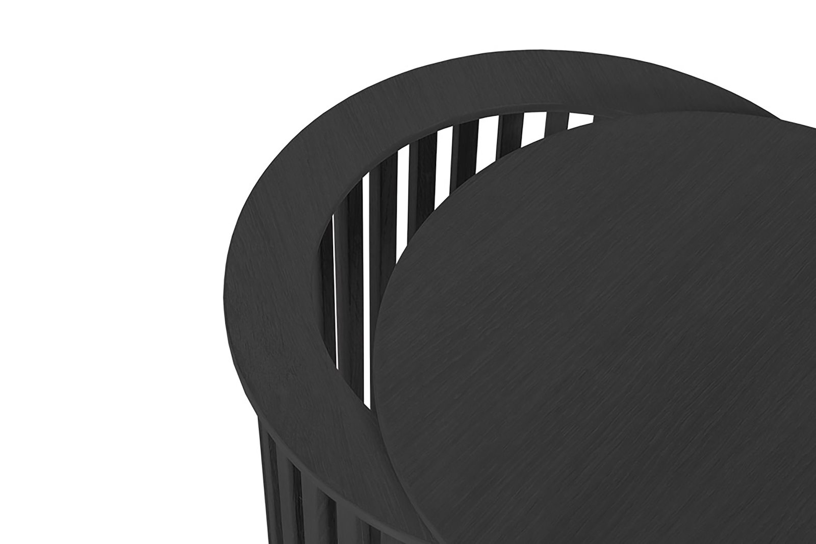 Line sidebord Sortbeiset eikefinér. Ø40 cm