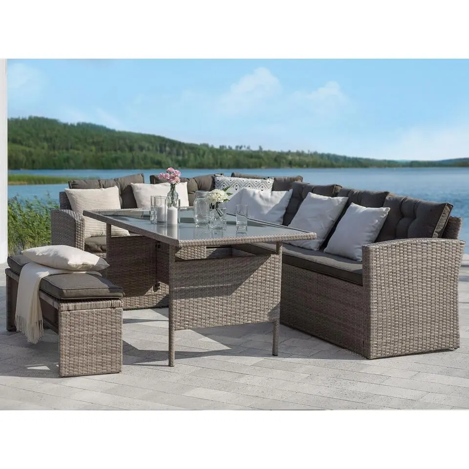 VITERBO - Loungeset voor 8 - Grijs - PE rotan