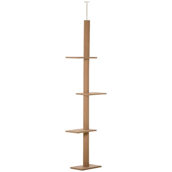 Høydejusterbar Skrapestolpe Klatretre For Katter, Leketre, Lysebrun, 43X27X228-260Cm