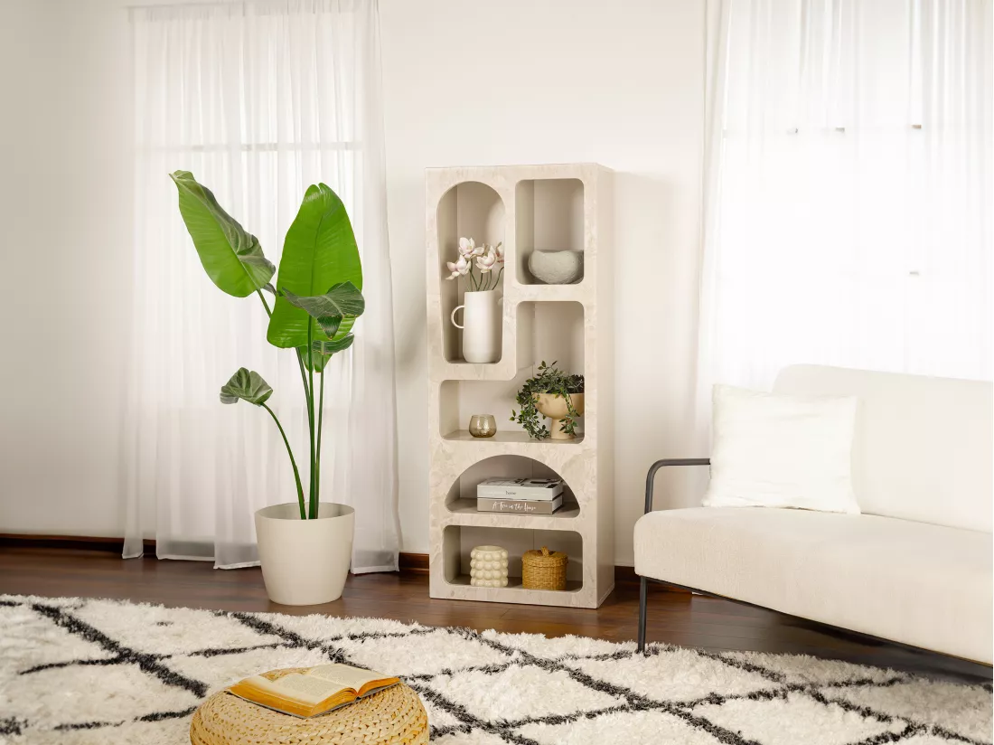 Etagère avec 5 niches - Effet marbre beige - LUELA