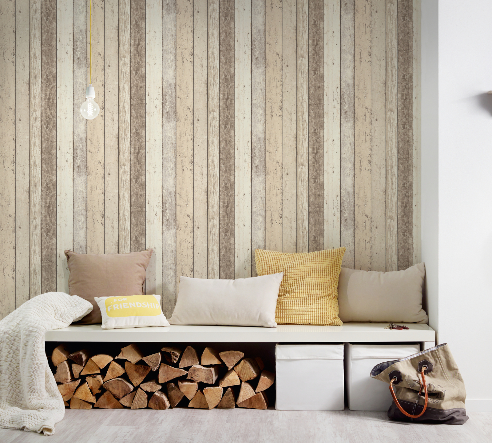 Vinyltapete BEST OF WOOD´N STONE - braun-beige - Holz - 10 Meter