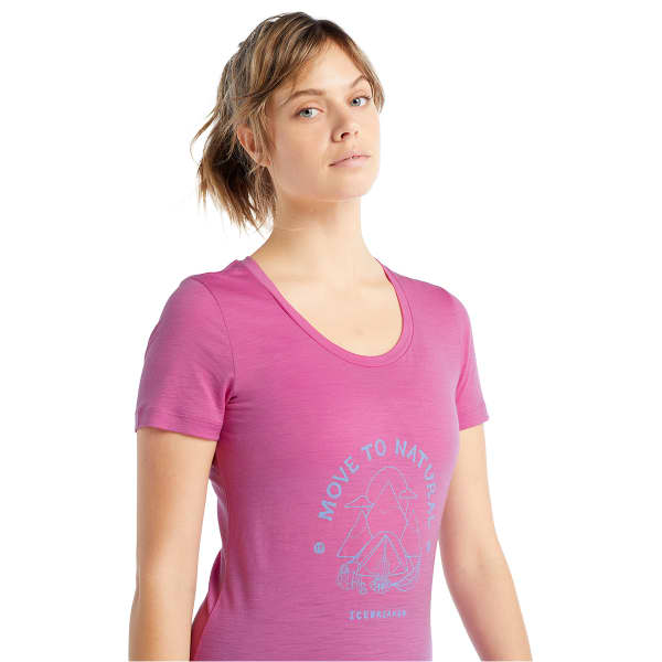 T-shirt randonnée ICEBREAKER W TECH LITE II SS SCOOP TEE CANOPY CAMPE COSMIC