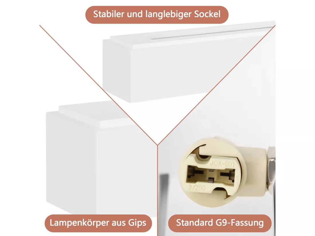 NETTLIFE Applique murale d'intérieur en plâtre blanc G9 moderne pour couloir, escalier, haut et bas