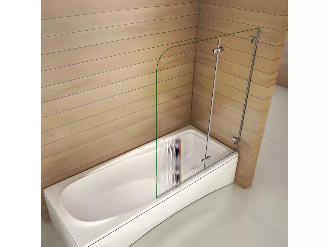 Pare-baignoire 110x140cm, paroi de baignoire pivotant et repliable Hauteur 140cm en verre de sécurité