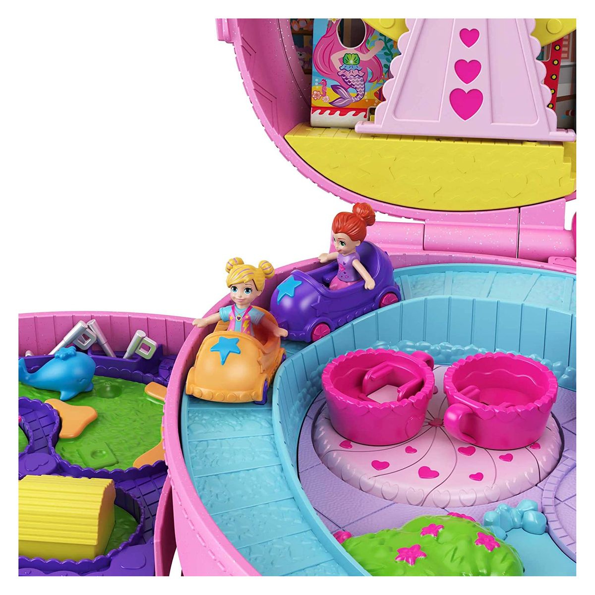 Mattel GKL60 - Polly Pocket - Micro - Freizeitpark Rucksack, Spielset mit Figuren und Zubehör