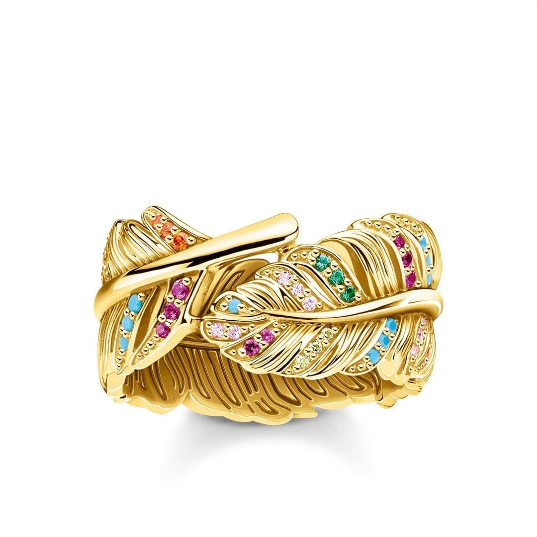 Thomas Sabo Sterling Silver Glam & Soul Damenring Feder Gold
