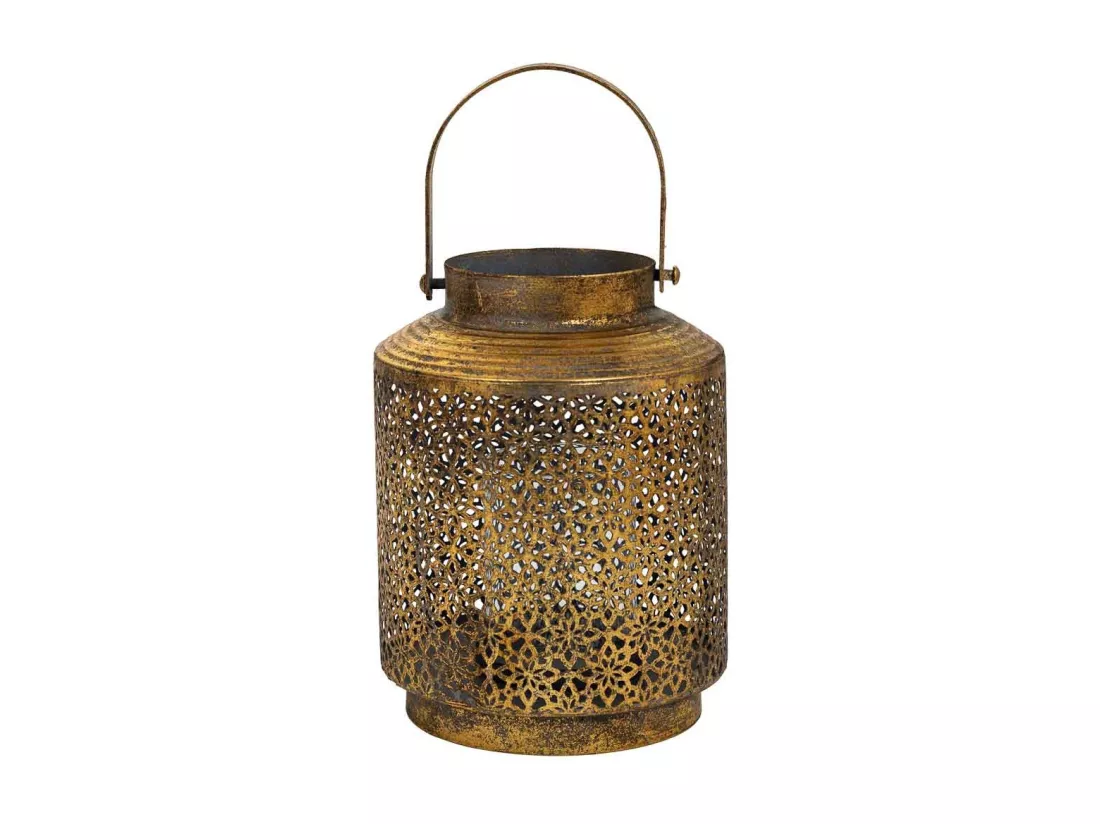 Bougeoir en métal doré 16x16x21h