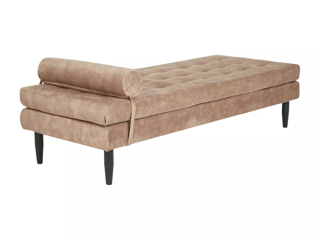 Chaise longue 180 x 70 cm en velours taupe USSEL