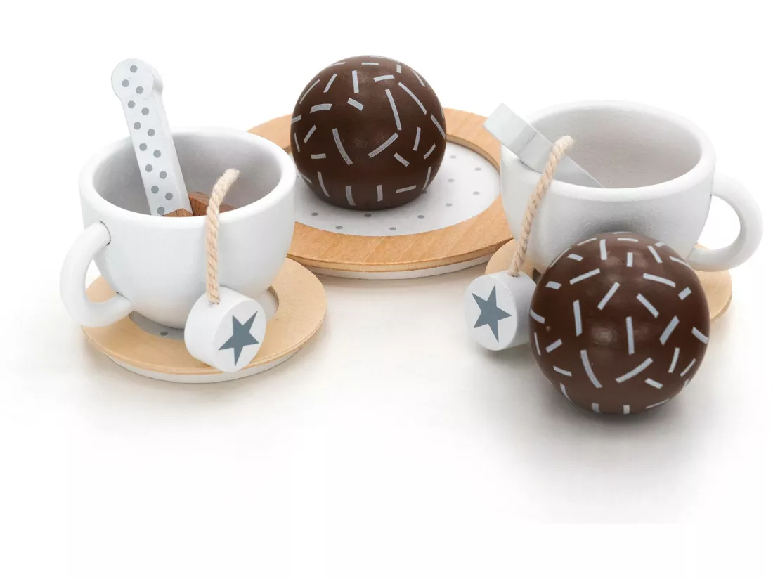 Service à Thé Jouet Montessori Robincool Tea Caprizze 27x21x10 cm en Bois Éco avec Plateau, Théière et Accessoires