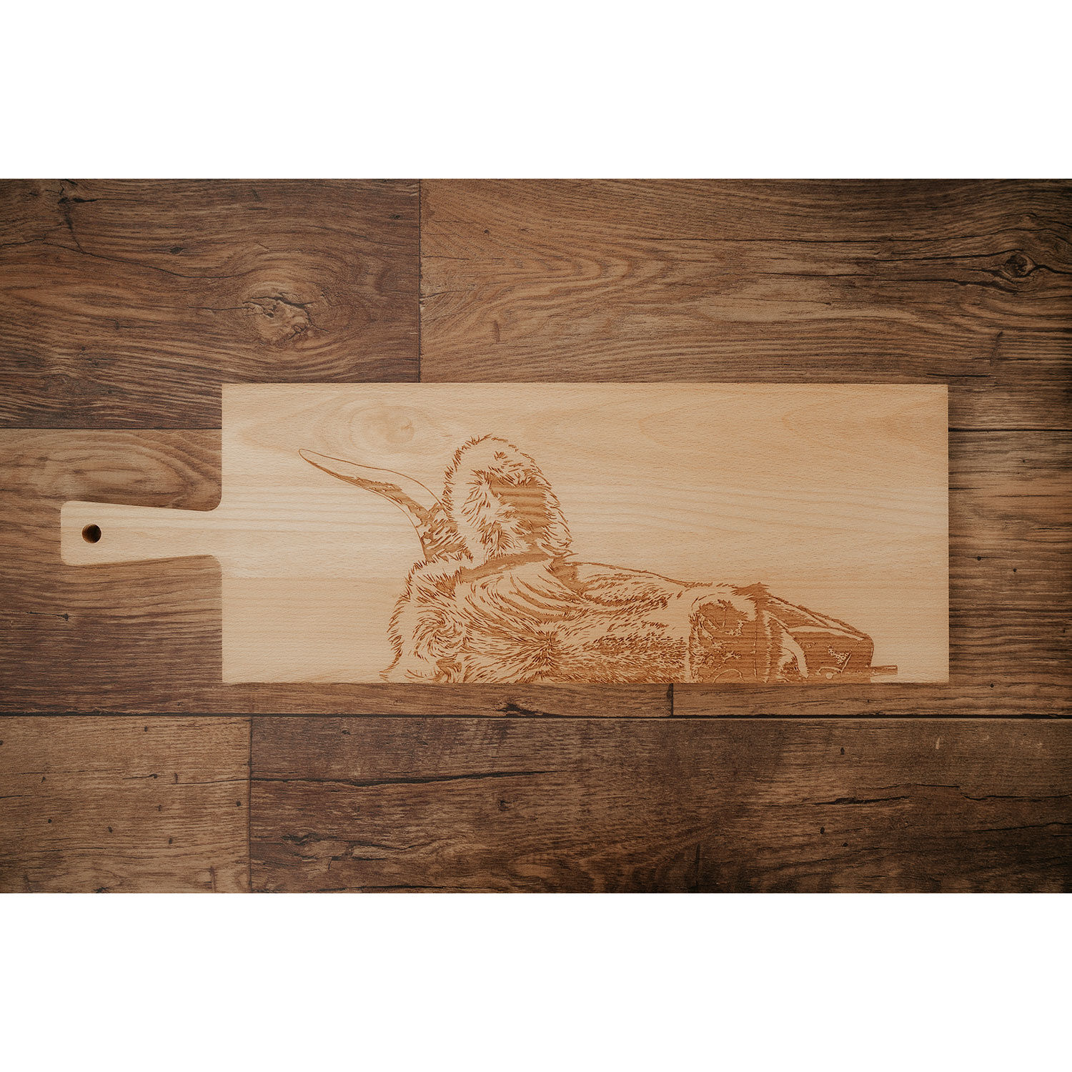Holzbrett Zoom mit Hornkuhmotiv