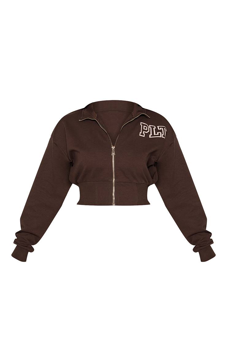 Chocolat Veste Courte Zippée À Col Cheminée Plt