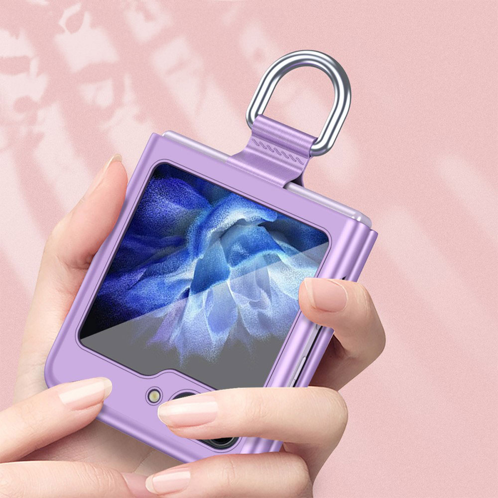 Samsung Galaxy Z Flip7 FE / Z Flip6 5G Soft Touch Hardcase Schutzhülle mit Ring - Lila