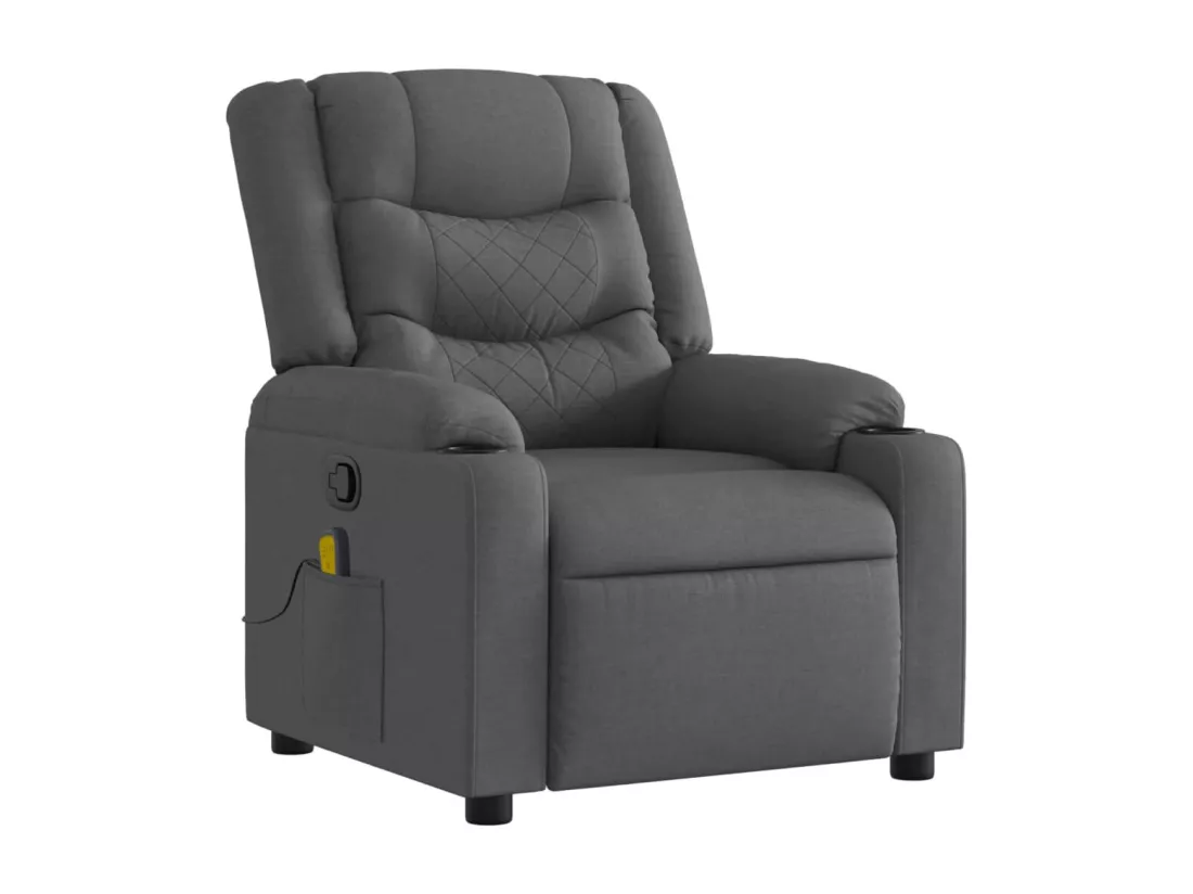 Fauteuil massant inclinable Gris foncé Tissu