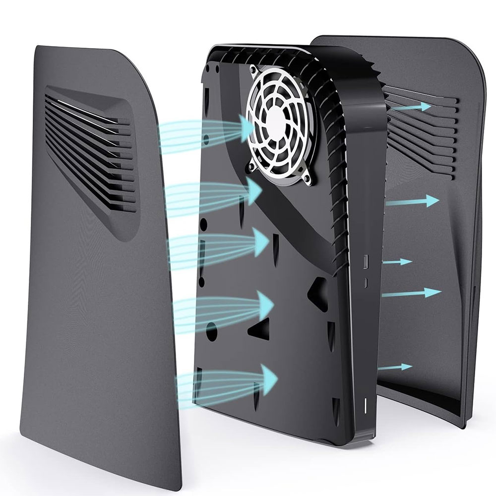PlayStation 5 PS5 Frontplatte Faceplate Gehäuse Case Cover Dock Ersatzplatte mit Lufteinlass - Schwarz