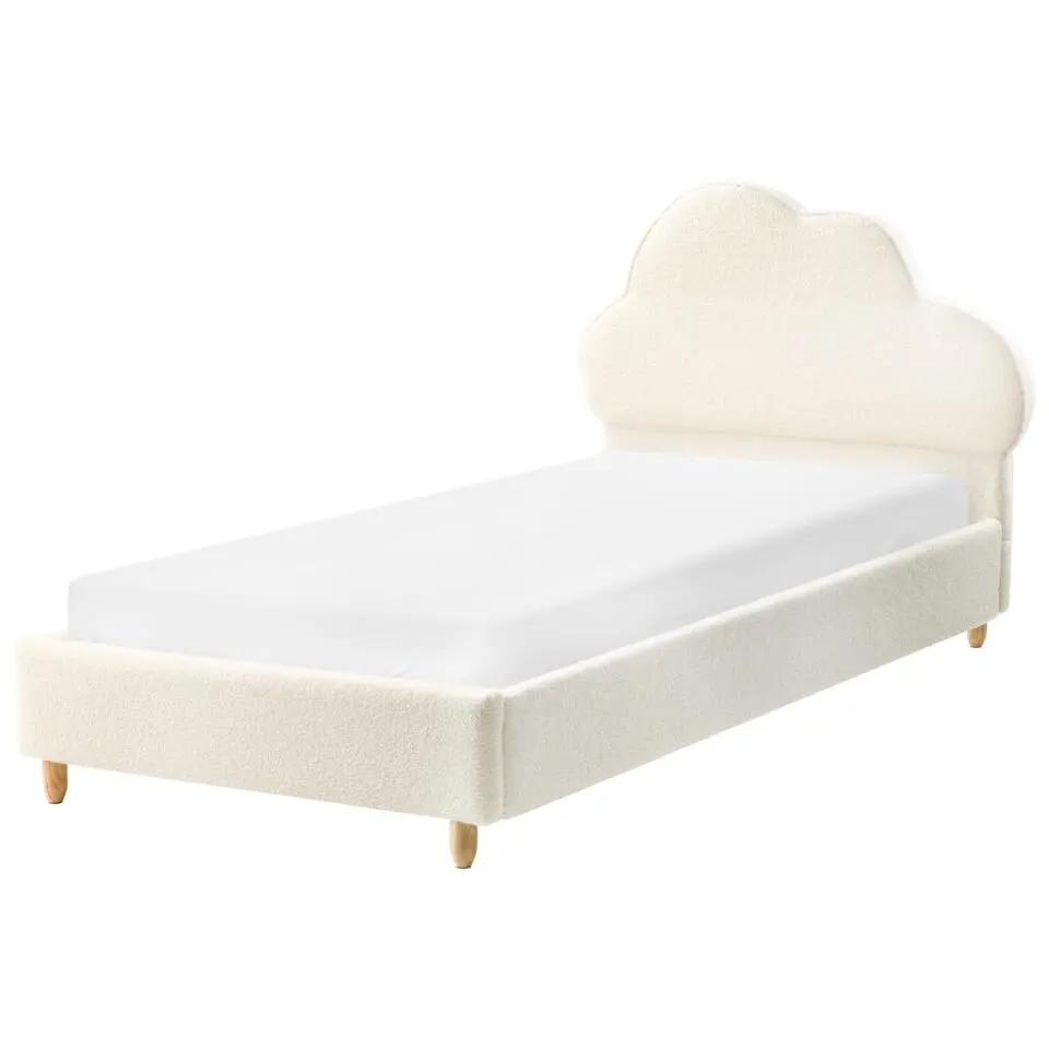 BELLEVUE - Eenpersoonsbed - Gebroken wit - 90 x 200 cm - Bouclé