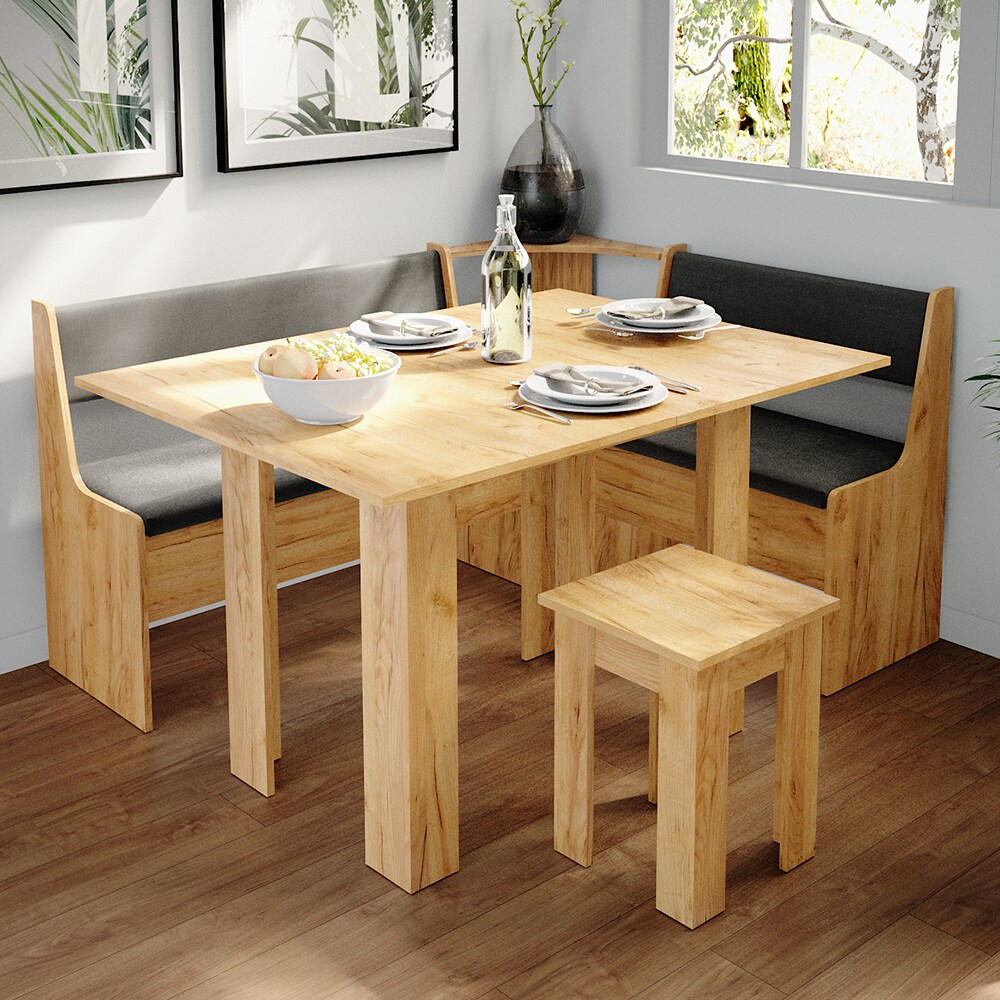 Vicco Eckbankgruppe Küchentisch Roman eiche Esstisch 120x90cm Hocker Essgruppe Esszimmertisch