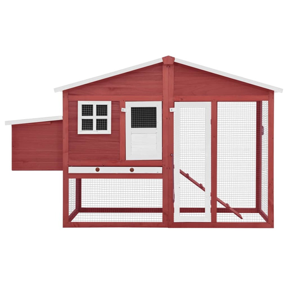 Poulailler avec nichoir 191 x 67 x 117 cm bois de sapin massif rouge et blanc