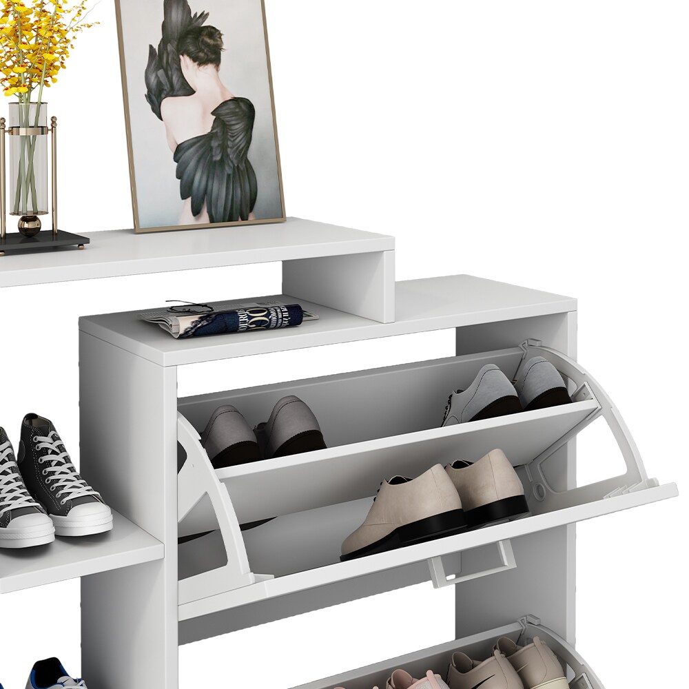 Oskar-Store Schuhschrank Tobias Weiß, 80 x 90 cm, 2-fach Schuhkipper mit Regal