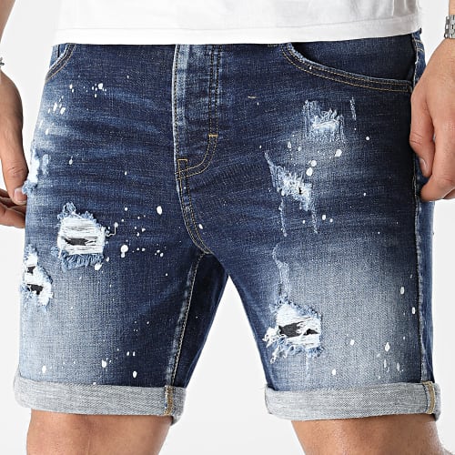 Short Jean Avec Dechirures 0025 Bleu Brut