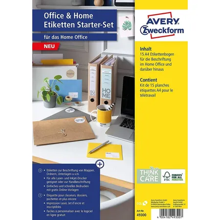 Avery Zweckform Office & Home Etiketten Starter-Set 15 Bogen sortiert