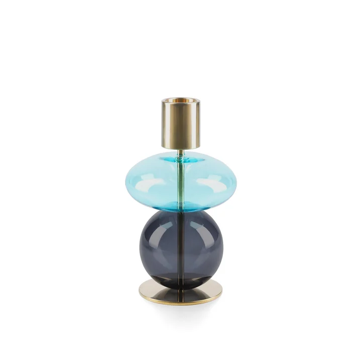 Holmegaard - Bubble Kerzenständer H 14 cm, hellblau / smoke