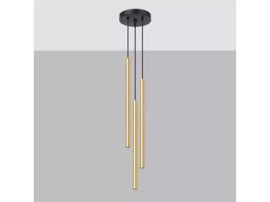 Lampes suspendues Pastelo moderne en acier - 3 sources lumineuses - L.20 x H.90 cm - éclat doré