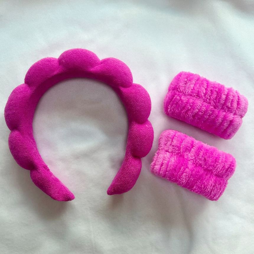 Bohod - Set van 3: Effen gezichtsreiniger hoofdband + polsband