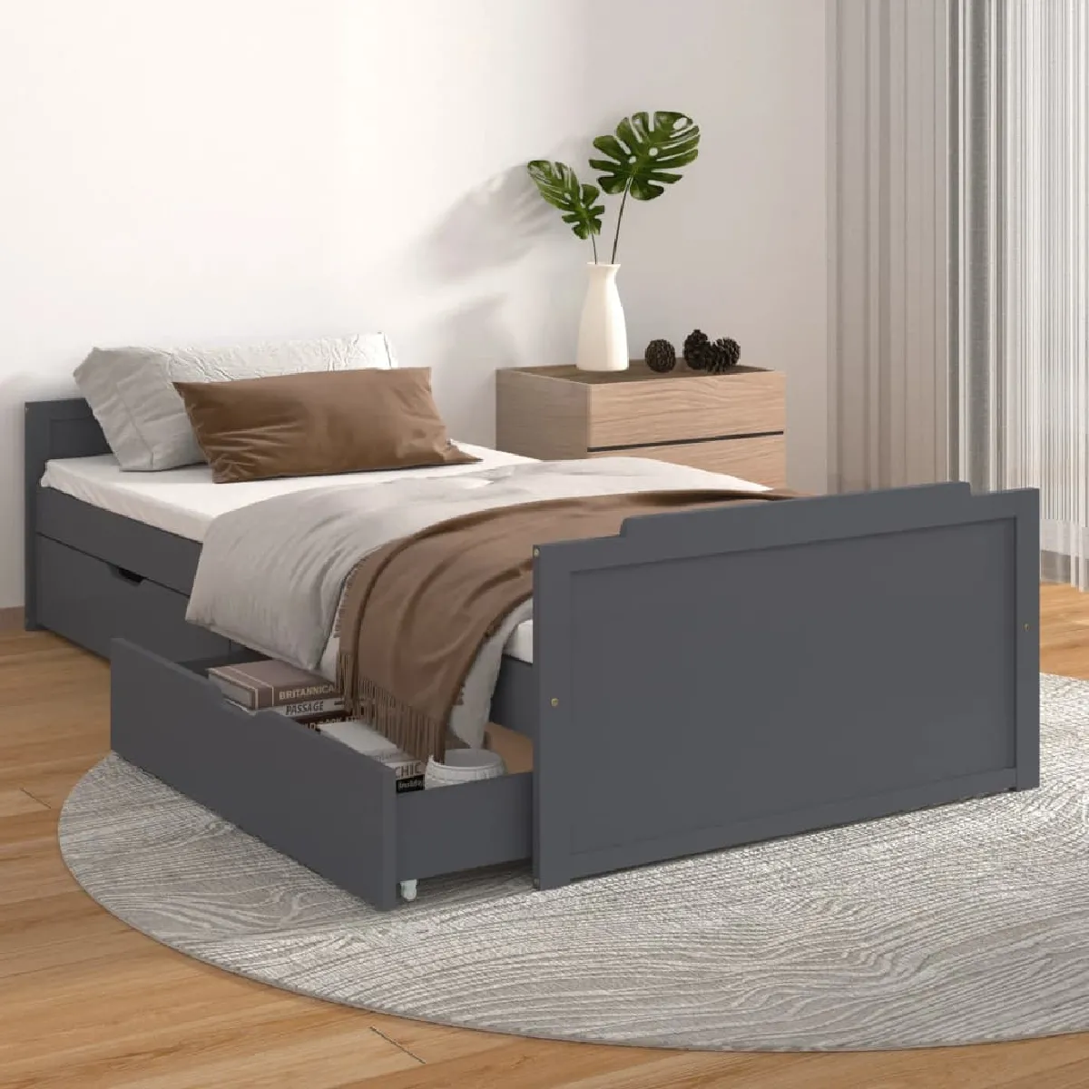 VidaXL - Bois pin massif Gris foncé