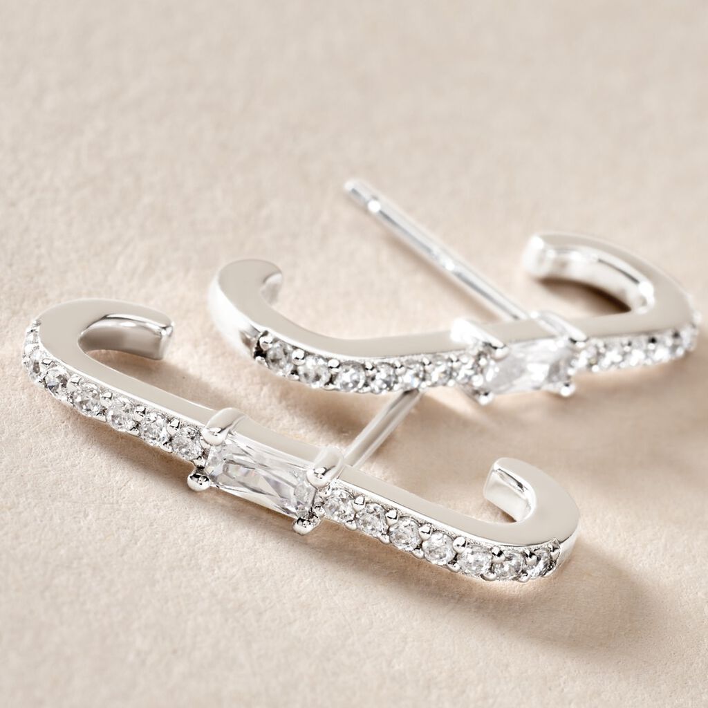 Boucles D'oreilles Puces Mabella Argent Blanc Oxyde De Zirconium