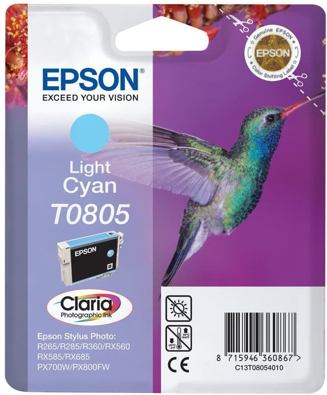 Epson blækpatron Claria T0805 Lys Cyan