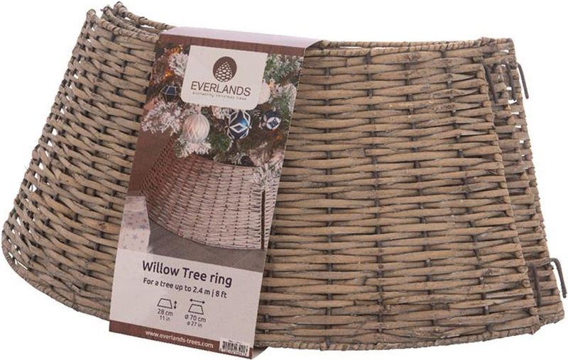 Everlands - Kerstboomrok - Grijs - Wicker - Diameter 70 cm - Hoogte 28 cm