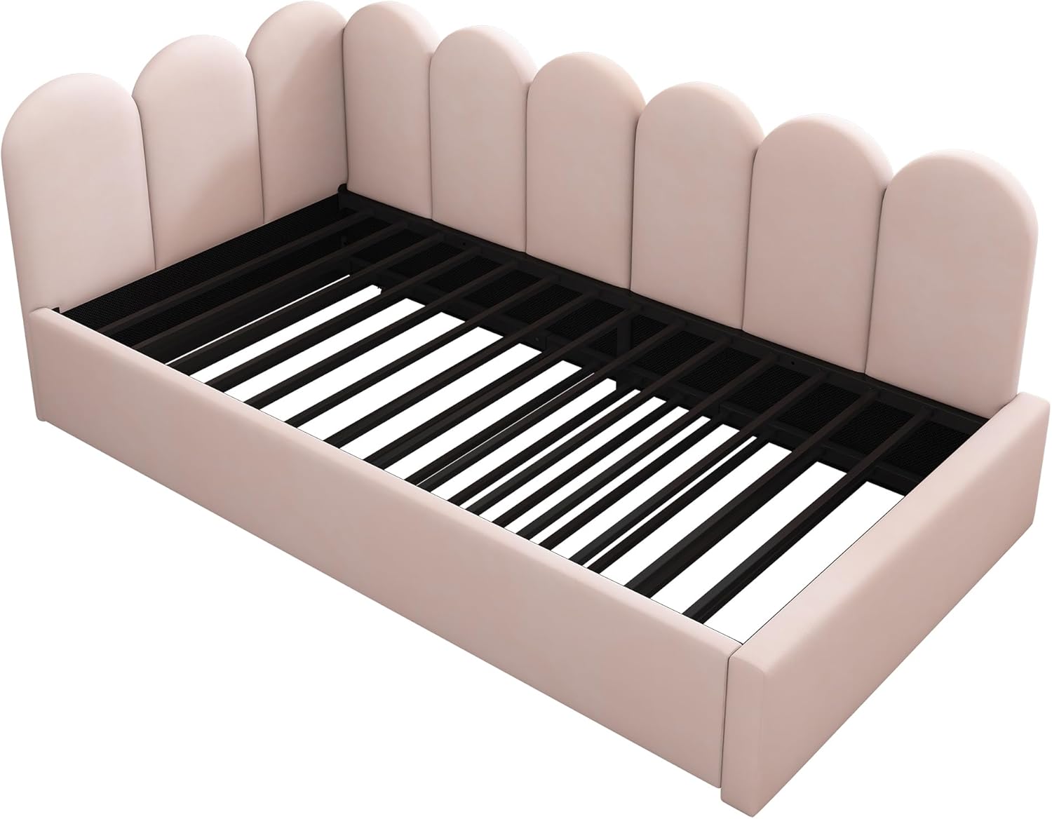 Polsterbett Tagesbett 90x200 Einzelbett mit Ausziehbett 90x190 cm, Kinderbett Jugendbett Daybett Gästebett Schlafsofa Sofabett Bettgestell mit Lattenrost aus Metall, Ohne Matratze, Samtstoff, Rosa