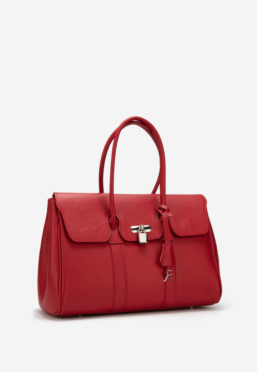 Sac en cuir naturel rouge Rozya