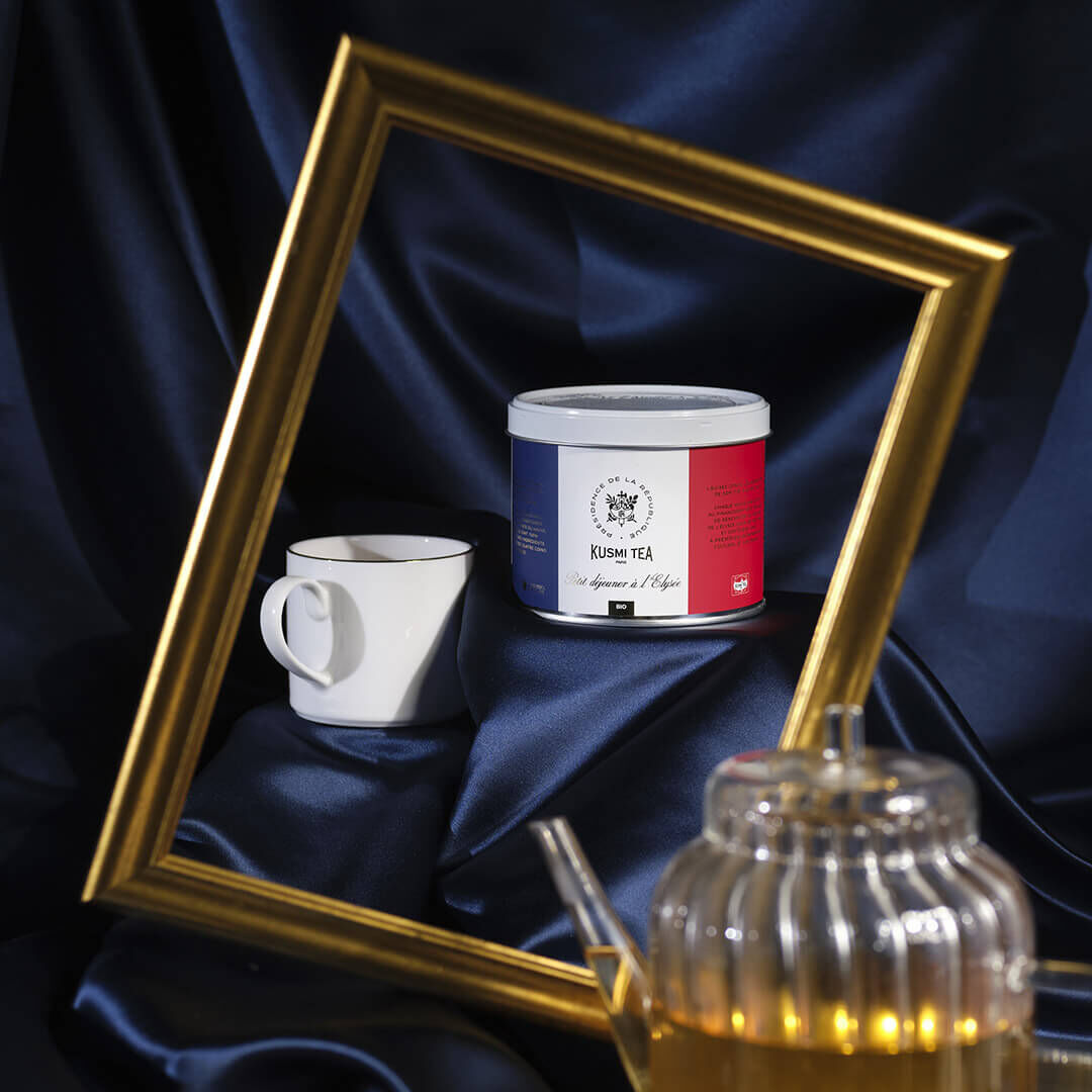 Petit déjeuner à l'Elysée-Thé vert bio, maté bio, citron Boîte 100 g