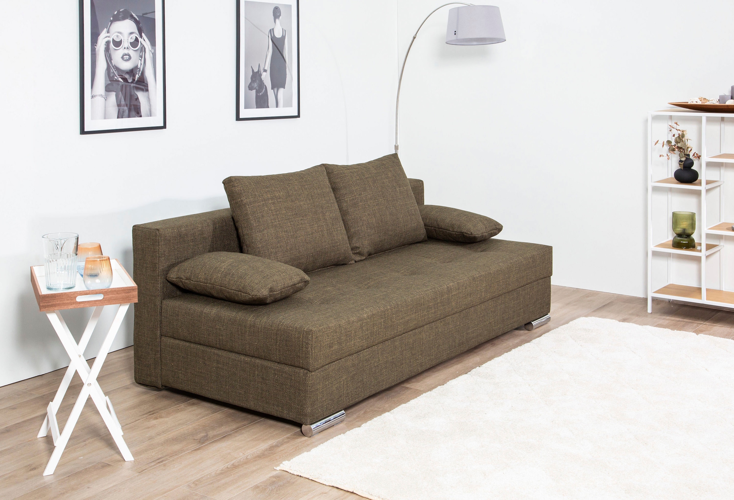 COLLECTION AB Schlafsofa »Tania mit Bettfunktion und Bettkasten« komfortabler Sitzkomfort: Federkern-Polsterung, inklusive Rückenkissen