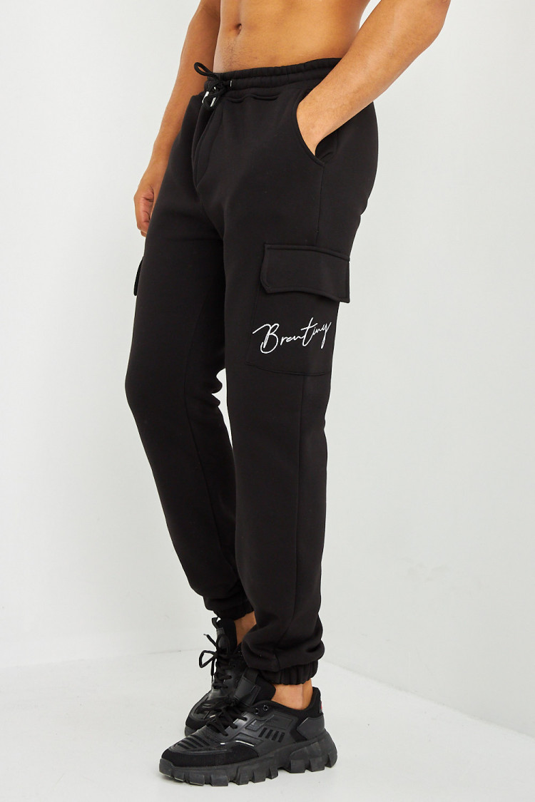 Pantalon de jogging noir poches cargo inscription Brentiny