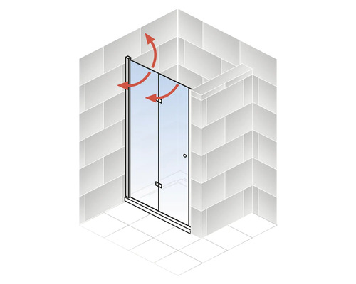 Douchedeur in nis met draai-vouwdeur SCHULTE Garant 2.0 ExpressPlus profiel 90 cm, zwart, helder glas, vuilafstotende glascoating, deur linksdraaiend, buffergreep