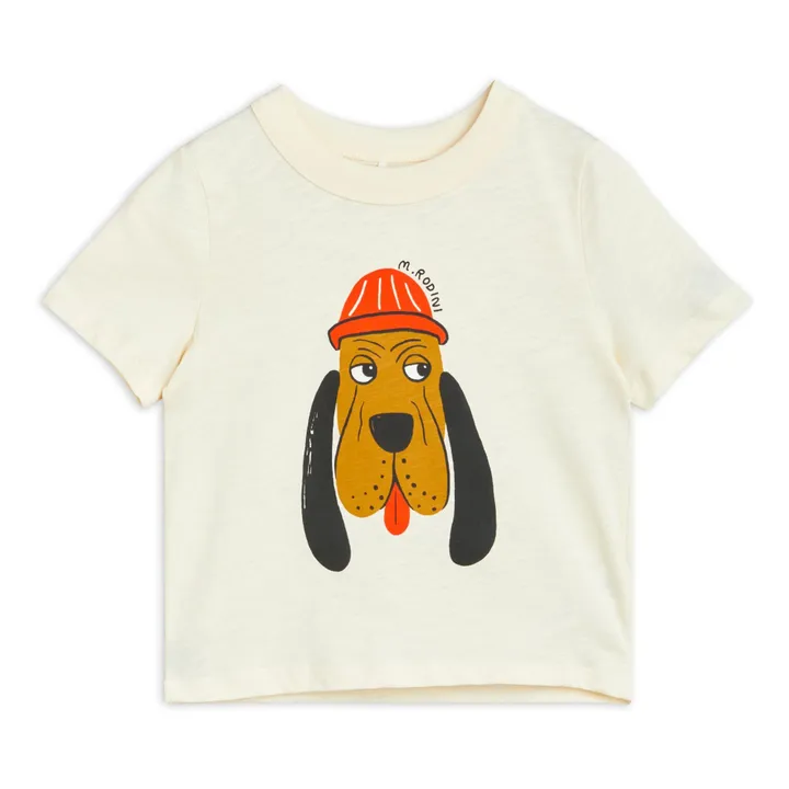Mini Rodini T-Shirt Coton Bio Chien | Ecru