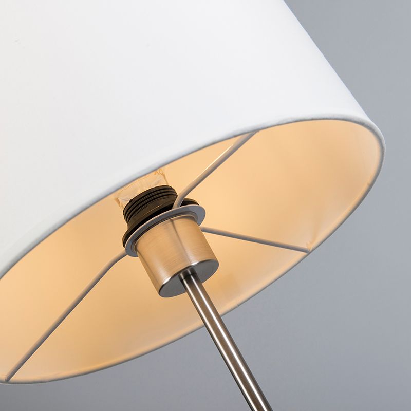 Moderne vloerlamp staal met witte kap - VT