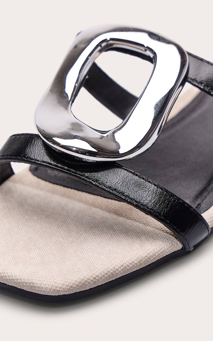 Noir Sandales Mules En Synthétiquecuir Avec Détails Argentés