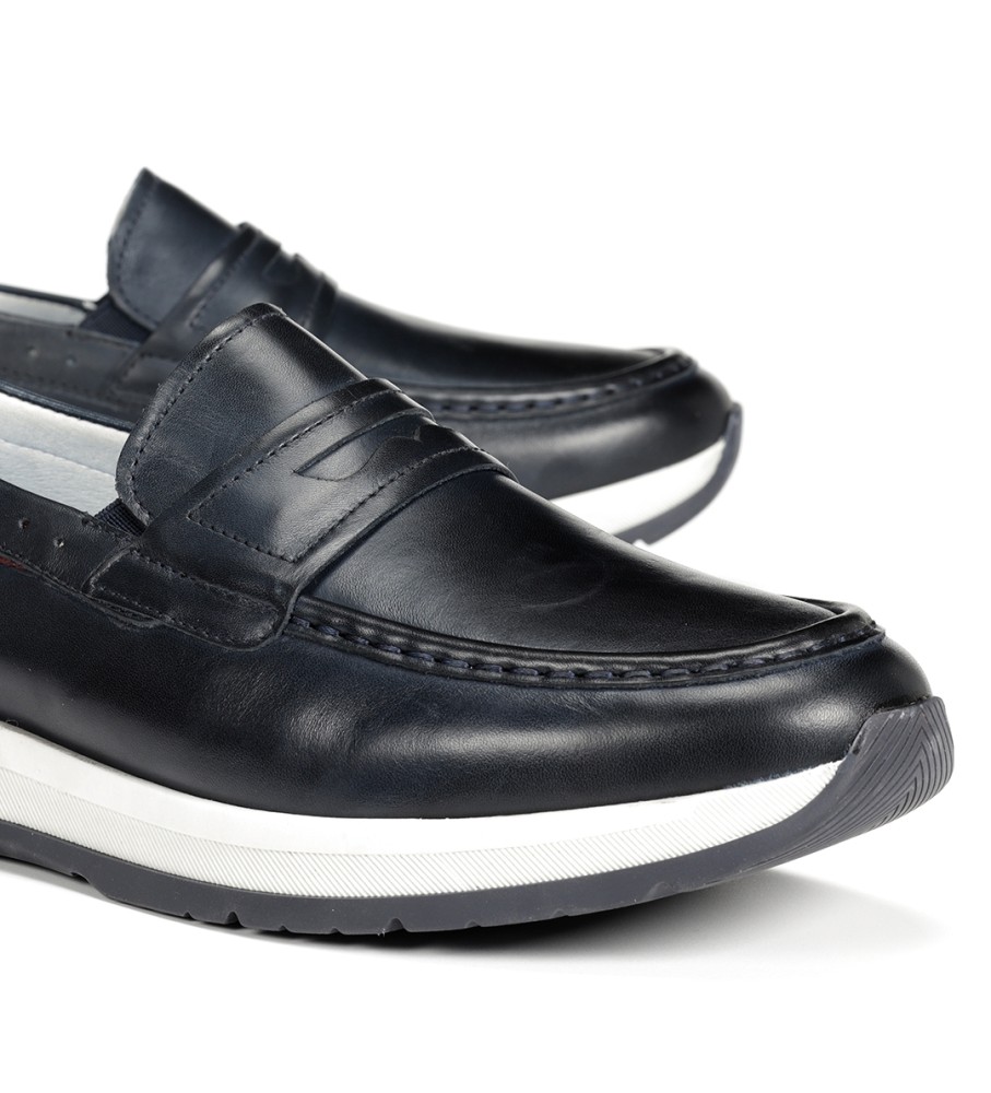 Mocassins de couro azul-marinho Fluchos Enzo