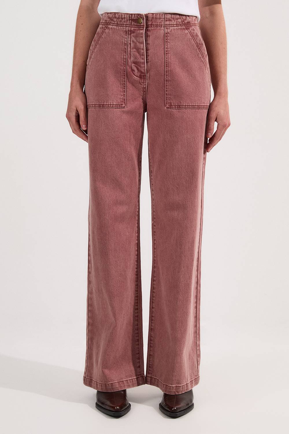 KarenMillen Jean Droit en Denim Coloré