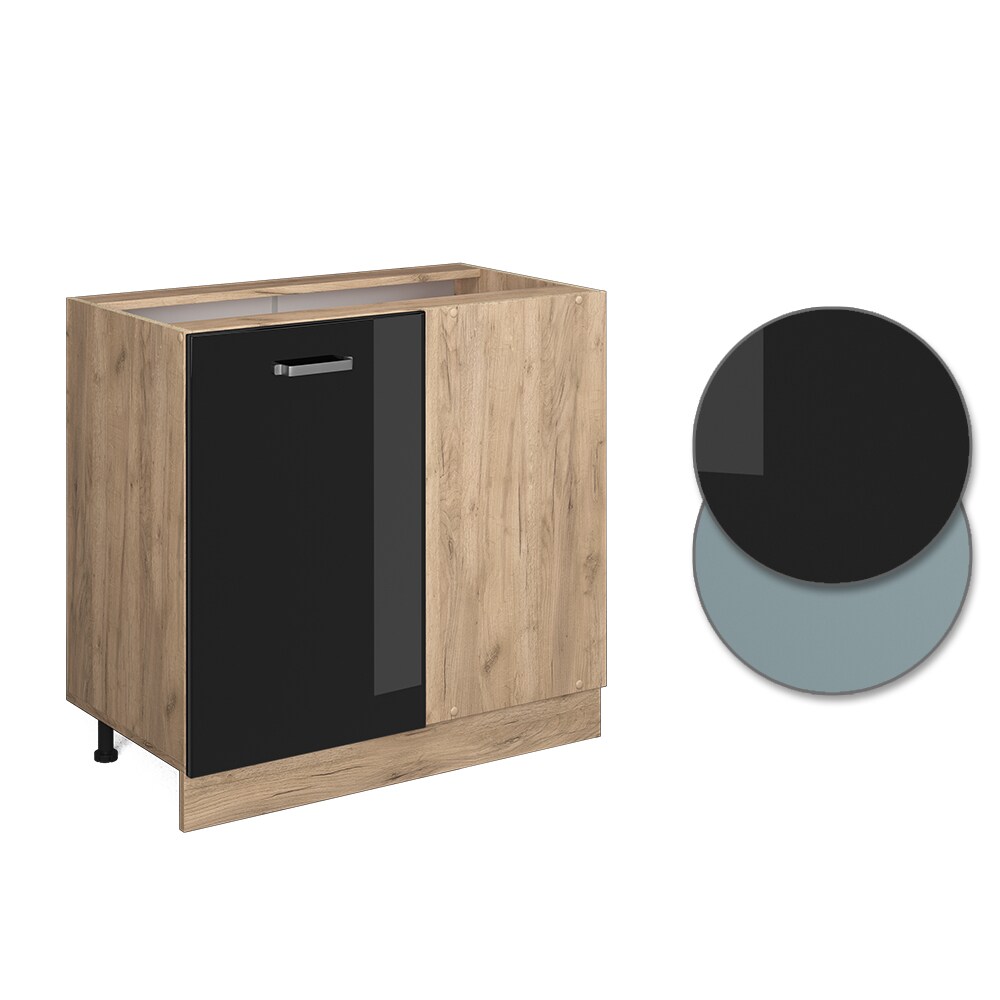 Vicco Eckunterschrank Küchenschrank R-Line Solid Eiche Schwarz 86 cm modern